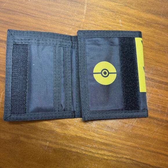 POKEMON PIKACHU Yellow Black Nylon Trifold Wallet - Picture 4 of 4